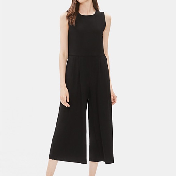 Eileen Fisher Pants - Eileen Fisher Black Crop Cap Sleeve Jumpsuit